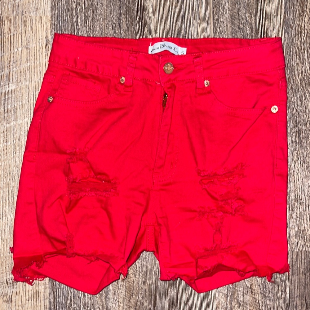Girls/Womans Ripped Red Shorts
